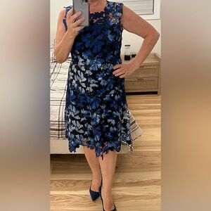 Elie Tahari Black and Blue Sheath Mini Dress a-line retail $499